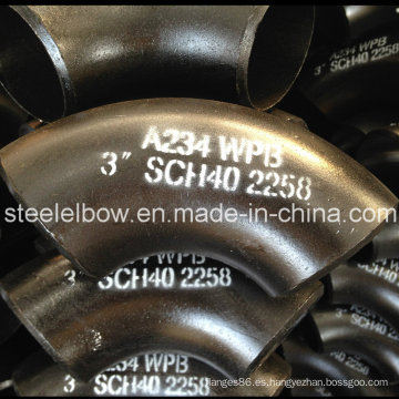 Codo de acero ASME A234 Wpb carbono / acero de carbón 90 codo Lr
